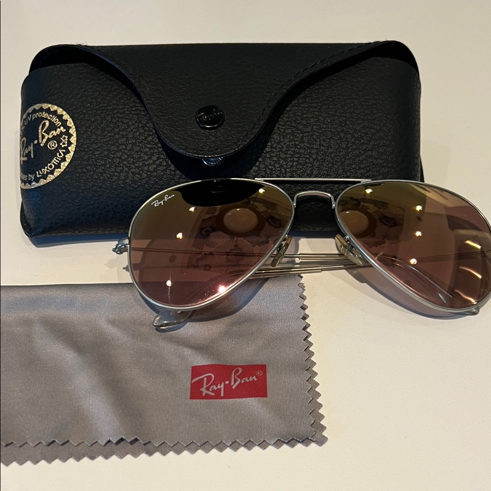 Ray-Ban Silver Frame Sunglasses with Brown Lenses